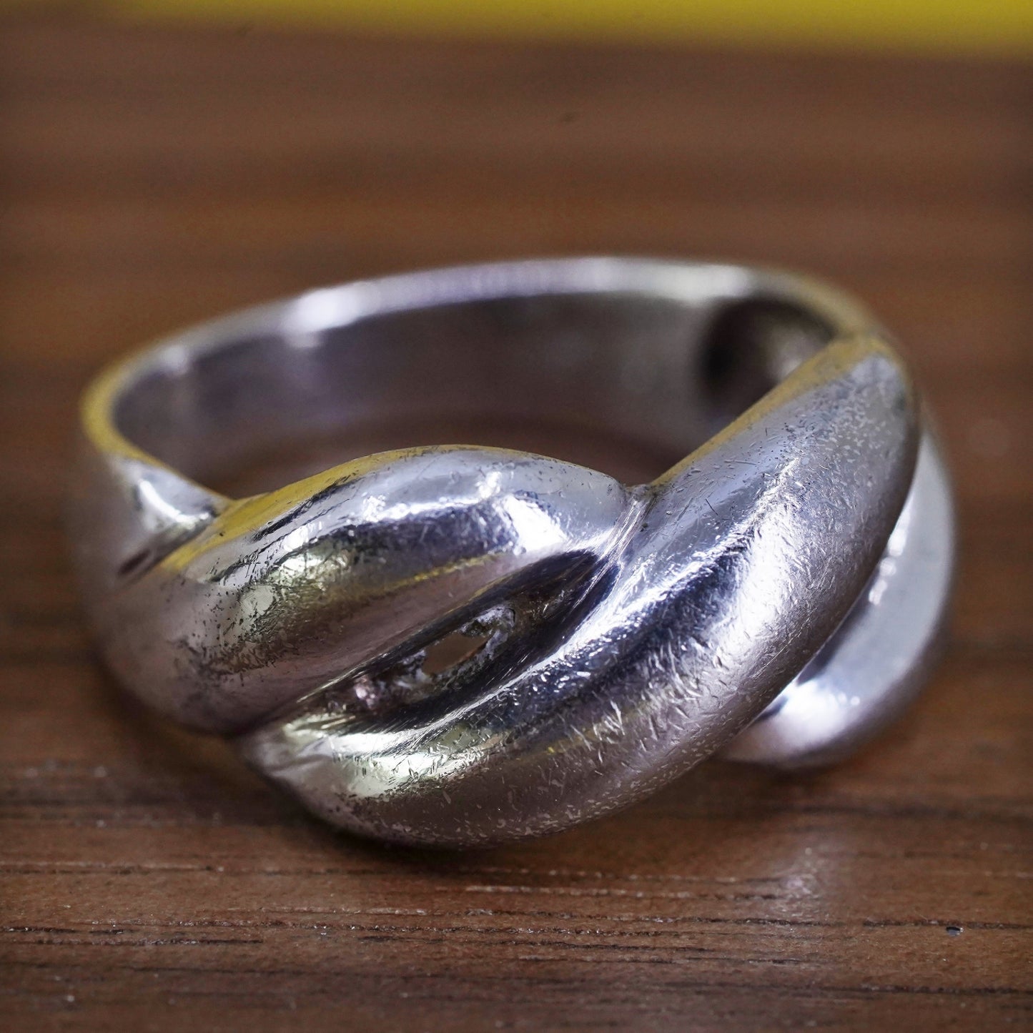 Size 7, Sterling silver handmade ring, 925 ribbed band, minimalist, modernist