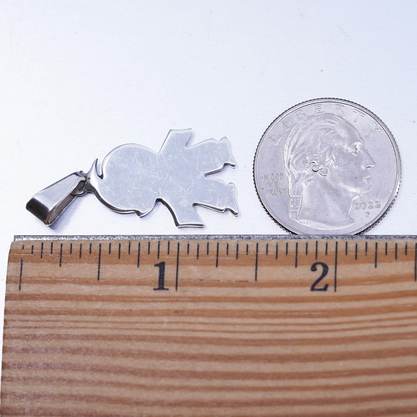 Vintage Mexican sterling 925 silver handmade boy tag pendant charm