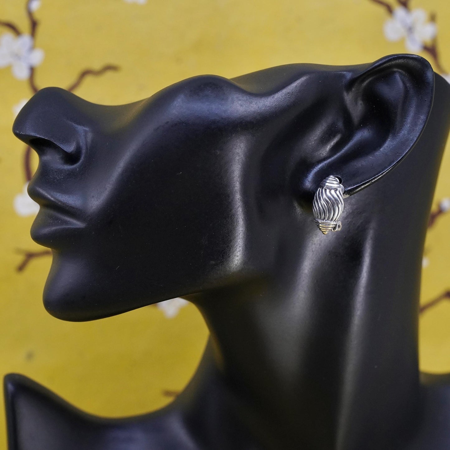 Vintage HBC Sterling silver handmade earrings, 925 textured clip on