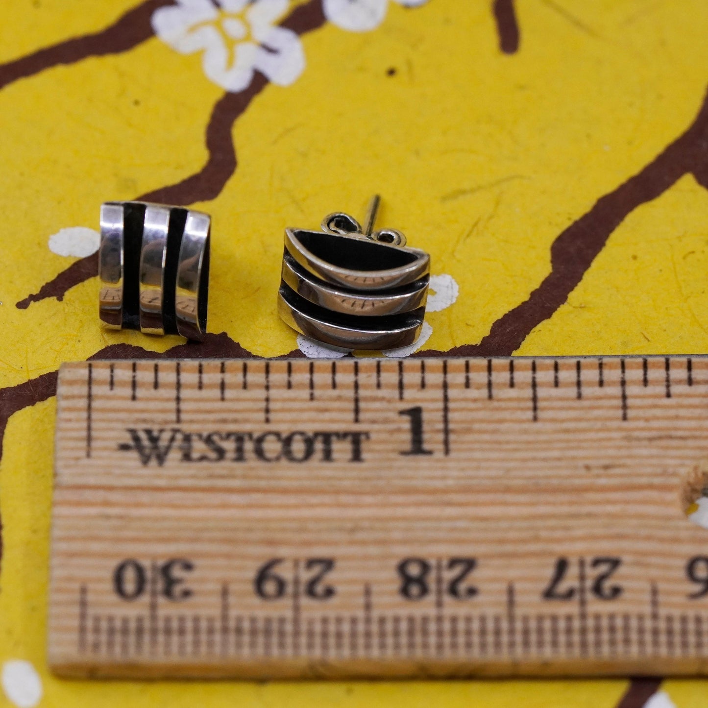 vintage mexico Sterling silver handmade studs, square earrings