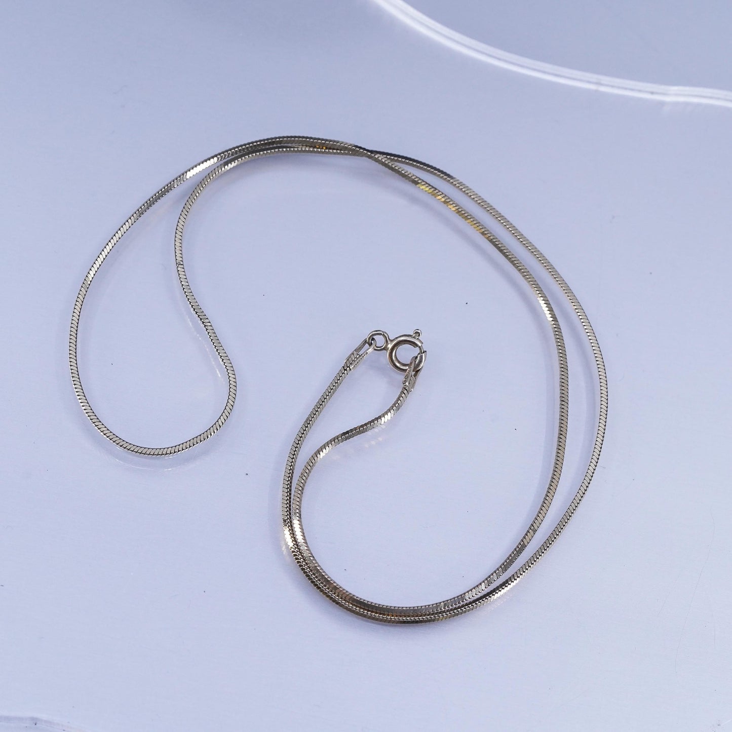 18”, Italian Danecraft vermeil gold Sterling 925 silver square snake necklace
