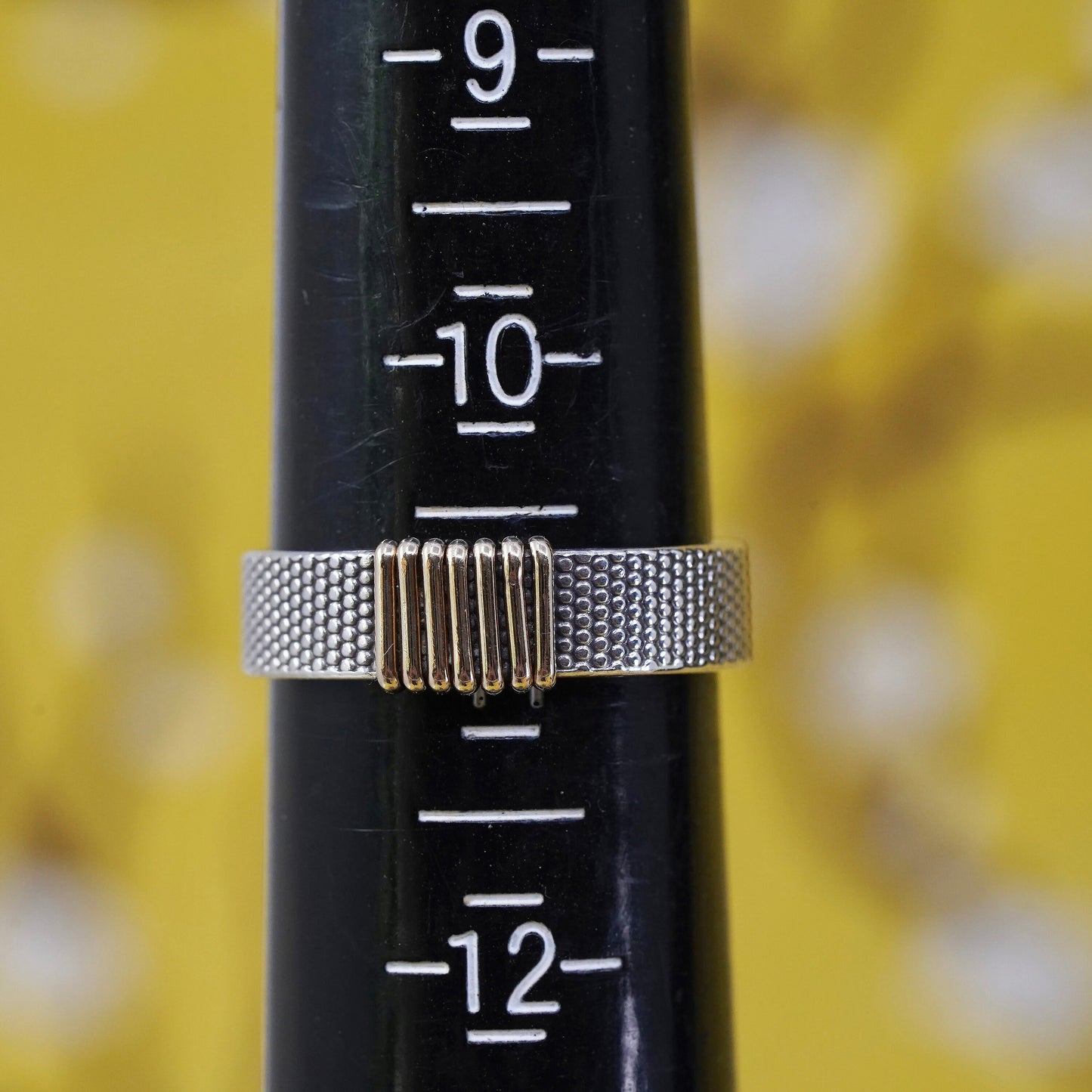 Size 10.5, vintage Sterling silver ring with 14K gold wired, two tone 925 band