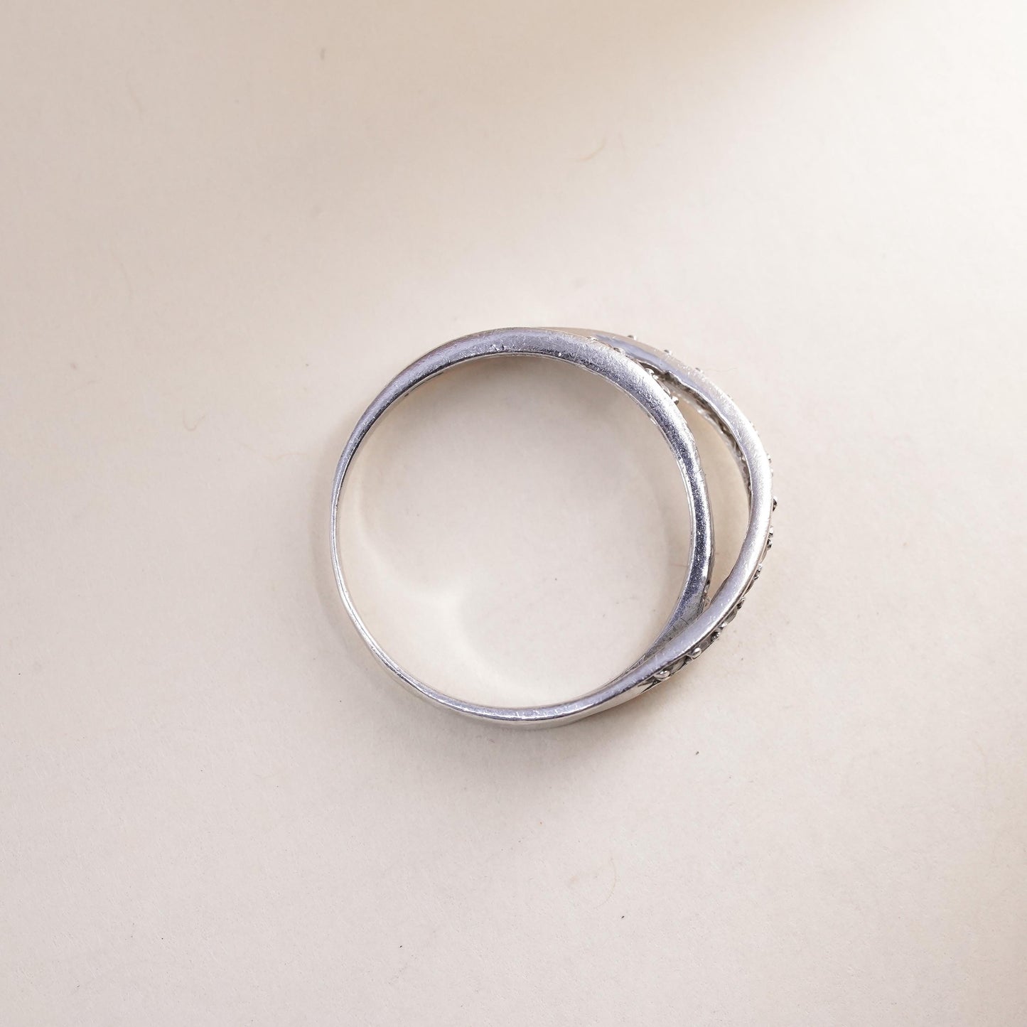 Size 8.5, Vintage sterling silver handmade ring, engagement ring with cz