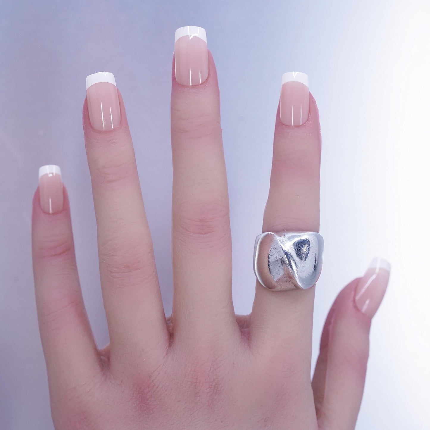 Size 6, vintage Sterling 925 silver handmade ring, modern ribbed band