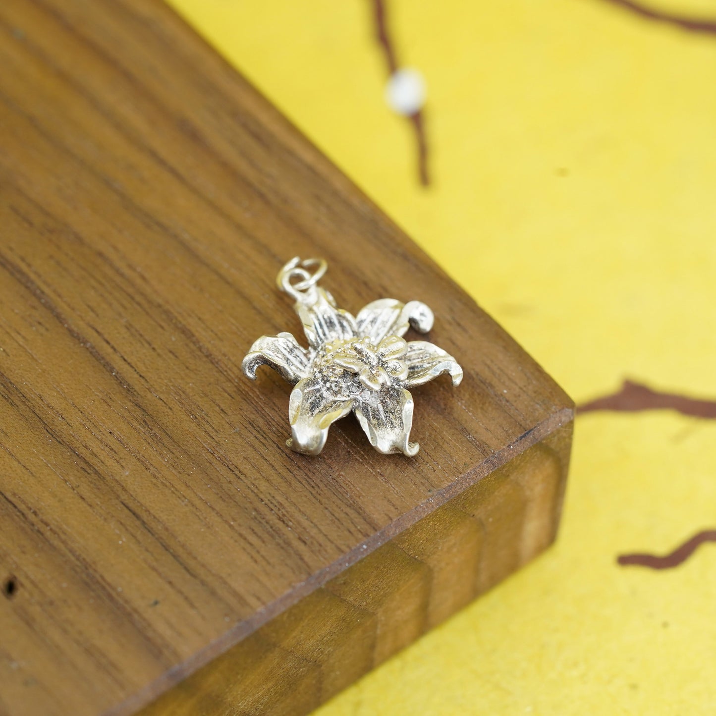 Sterling silver handmade pendant, 925 hibiscus Hawaii state flower w/ butterfly