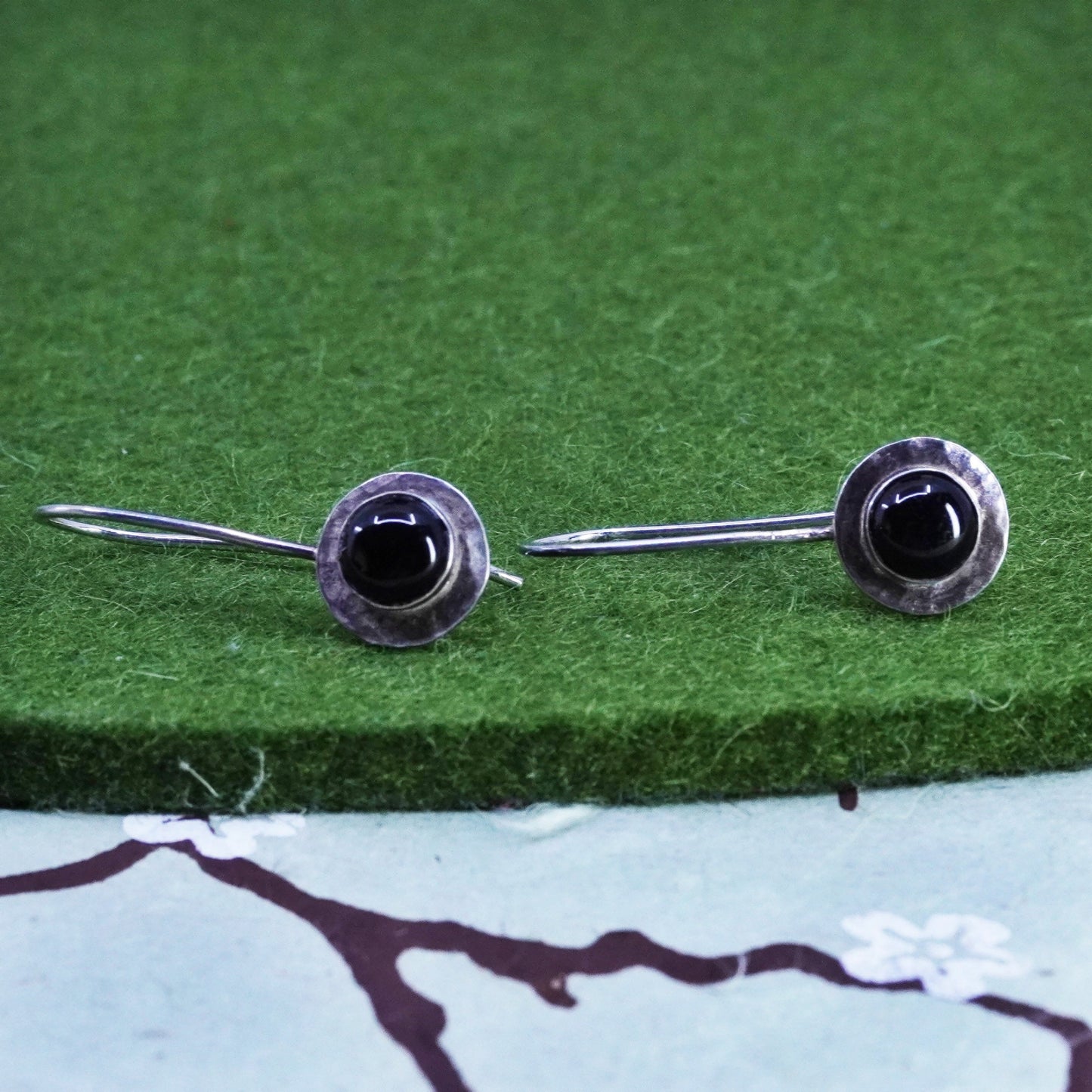 Vintage sterling silver 925 handmade earrings with garnet