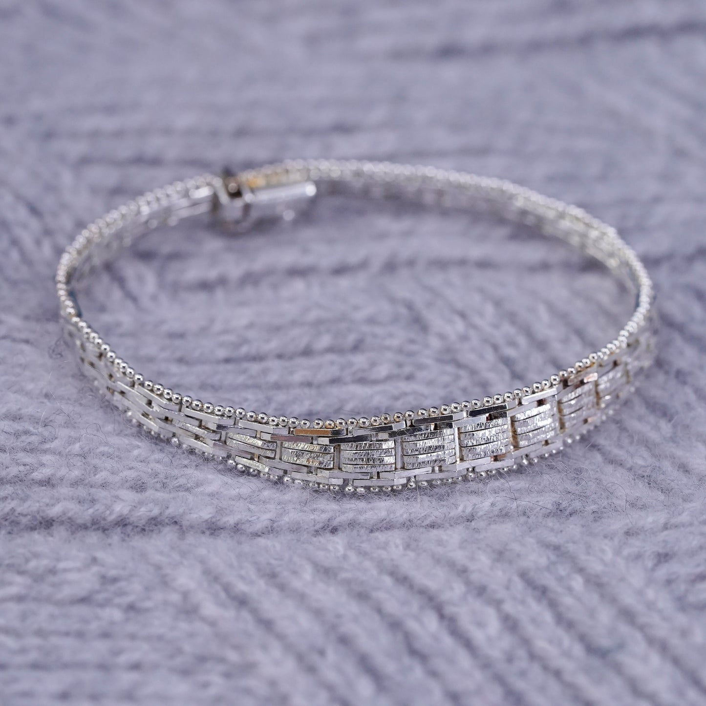 7”, 6mm, Vintage Italian sterling 925 silver chain, Italy Riccio bracelet