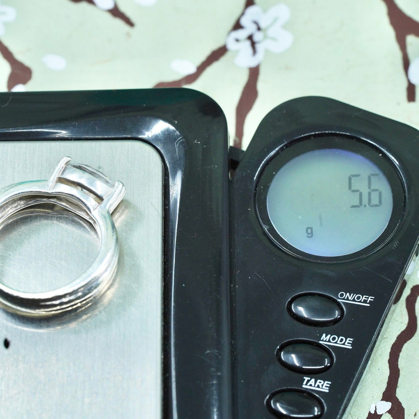 Size 7, sterling silver handmade ring, stamped 925, engagement band with cz