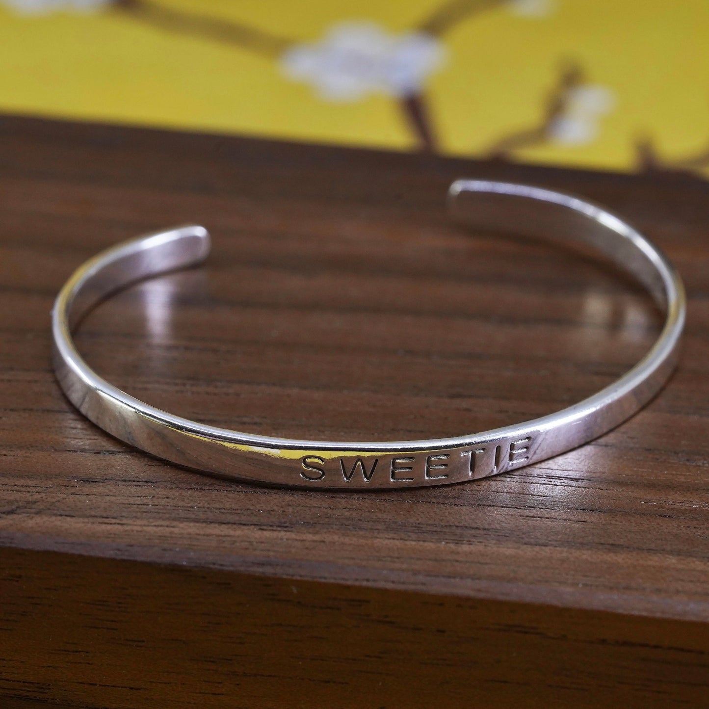 5", southwestern Sterling silver handmade bracelet, 925 cuff embossed “Sweetie”