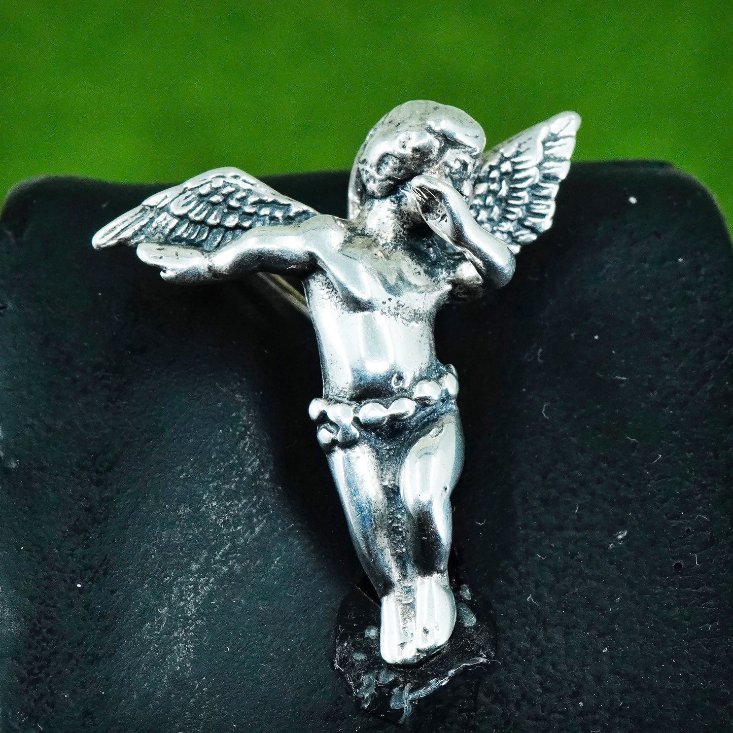 Vintage Sterling silver vintage handmade angel brooch, solid 925 silver pendant