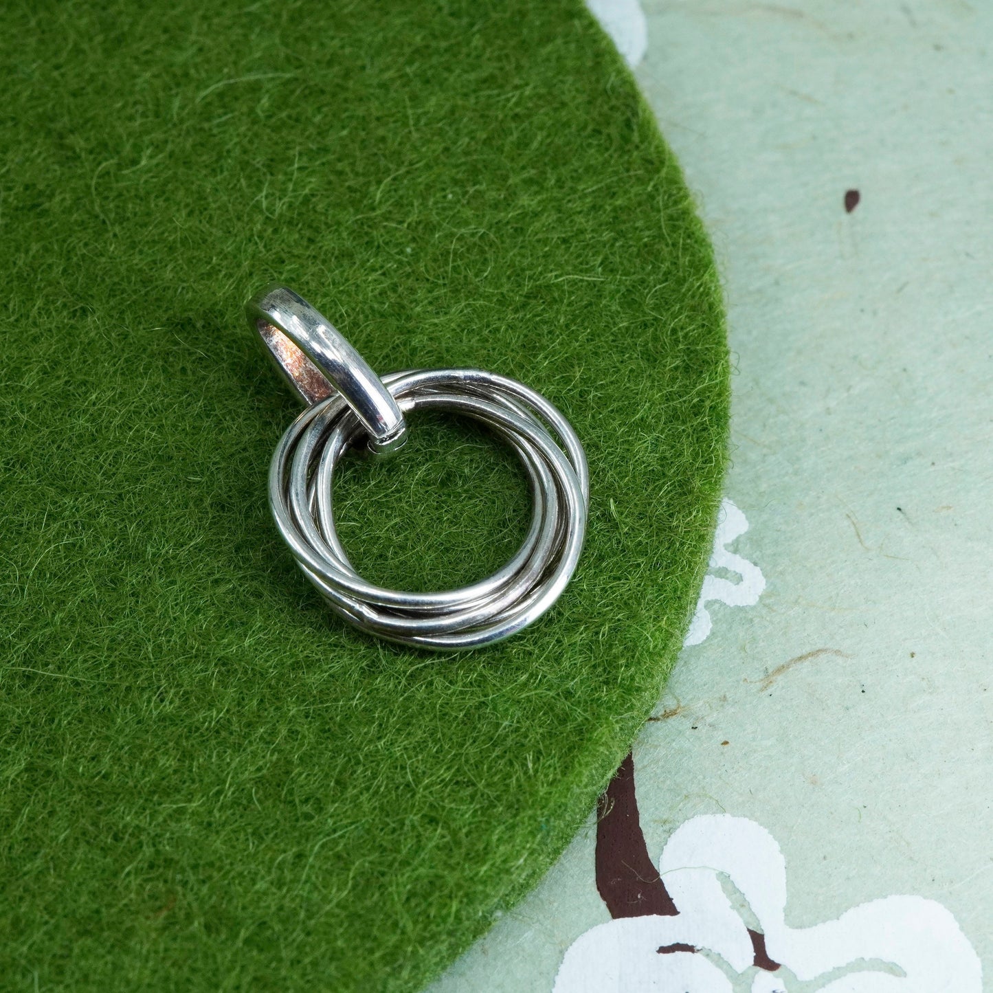 Vintage Sterling silver inspirational quote pendant, 925 entwined circle