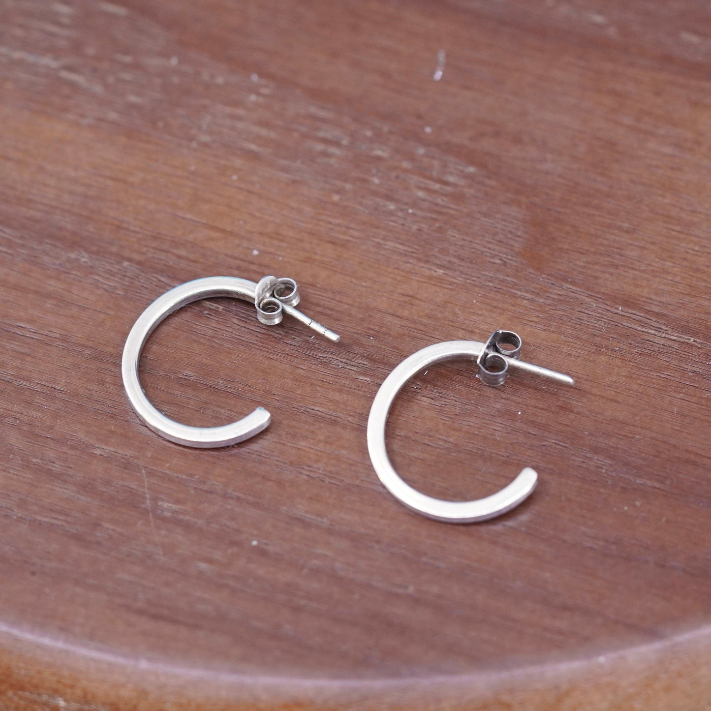 0.75”, vintage Sterling silver hoop earrings, 925 huggie studs