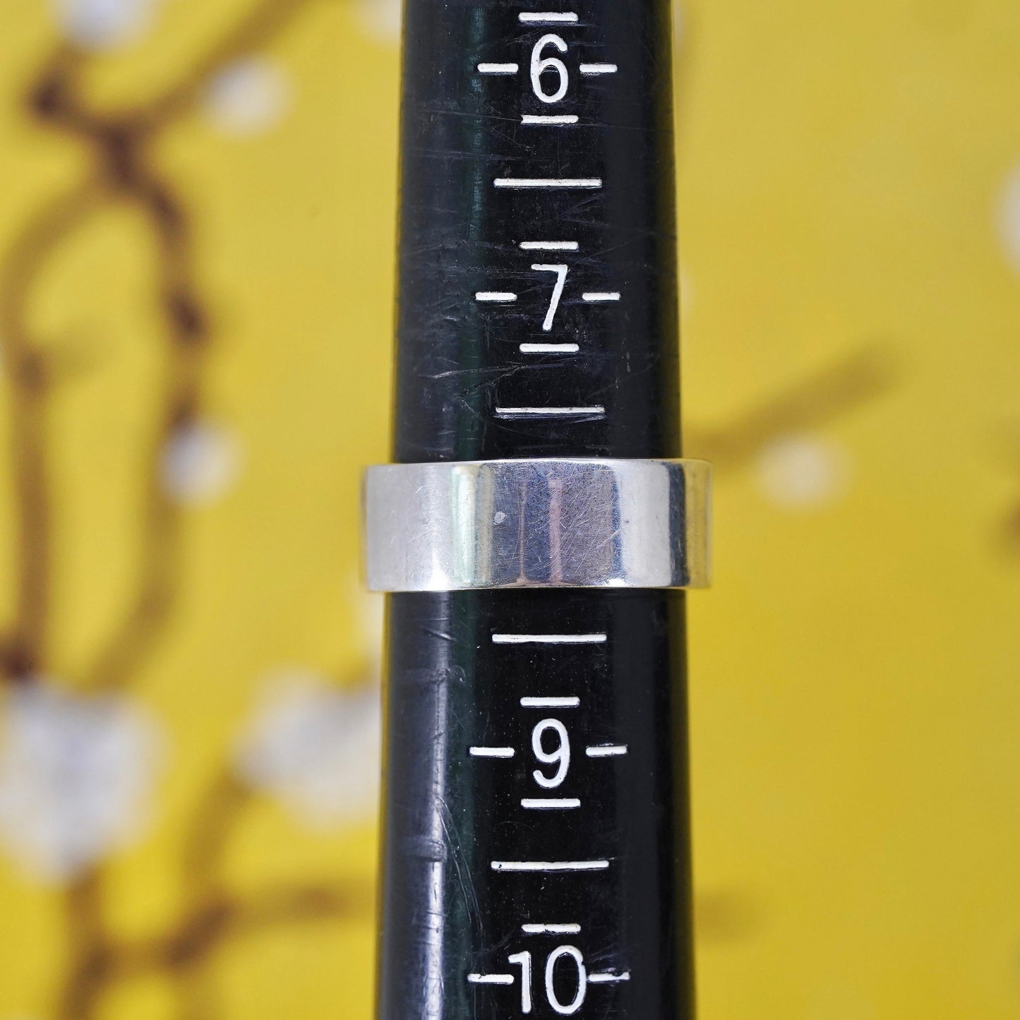 Size 7.75, vintage Sterling silver handmade ring, 925 silver wide band