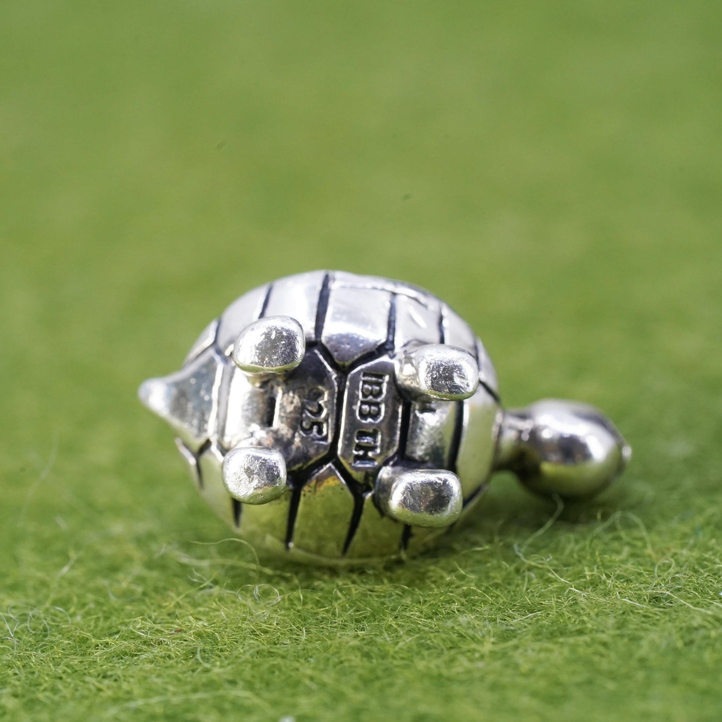 Vintage sterling silver handmade pendant, 925 turtle bead charm
