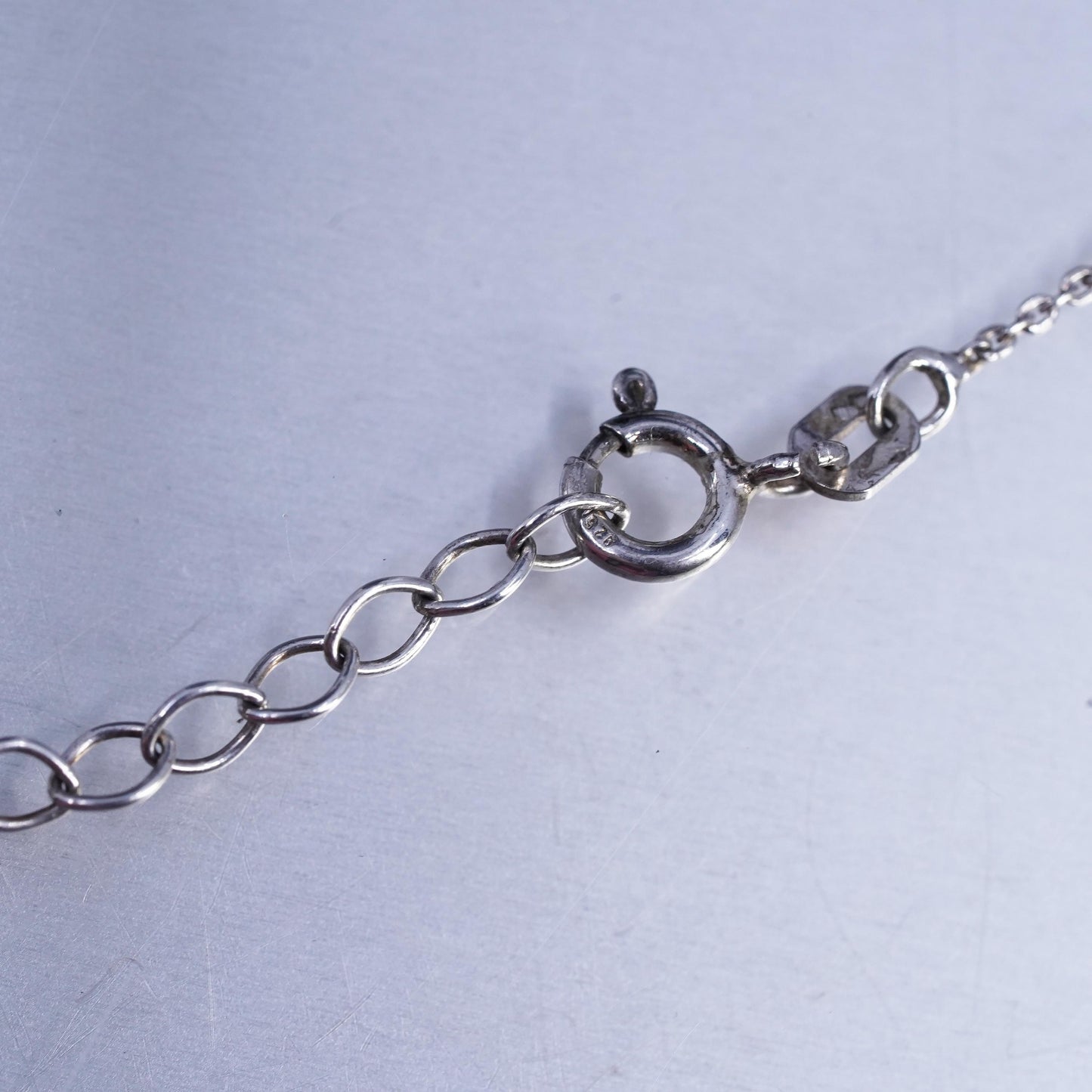 16+2" 1mm, vintage Sterling 925 silver circle chain necklace