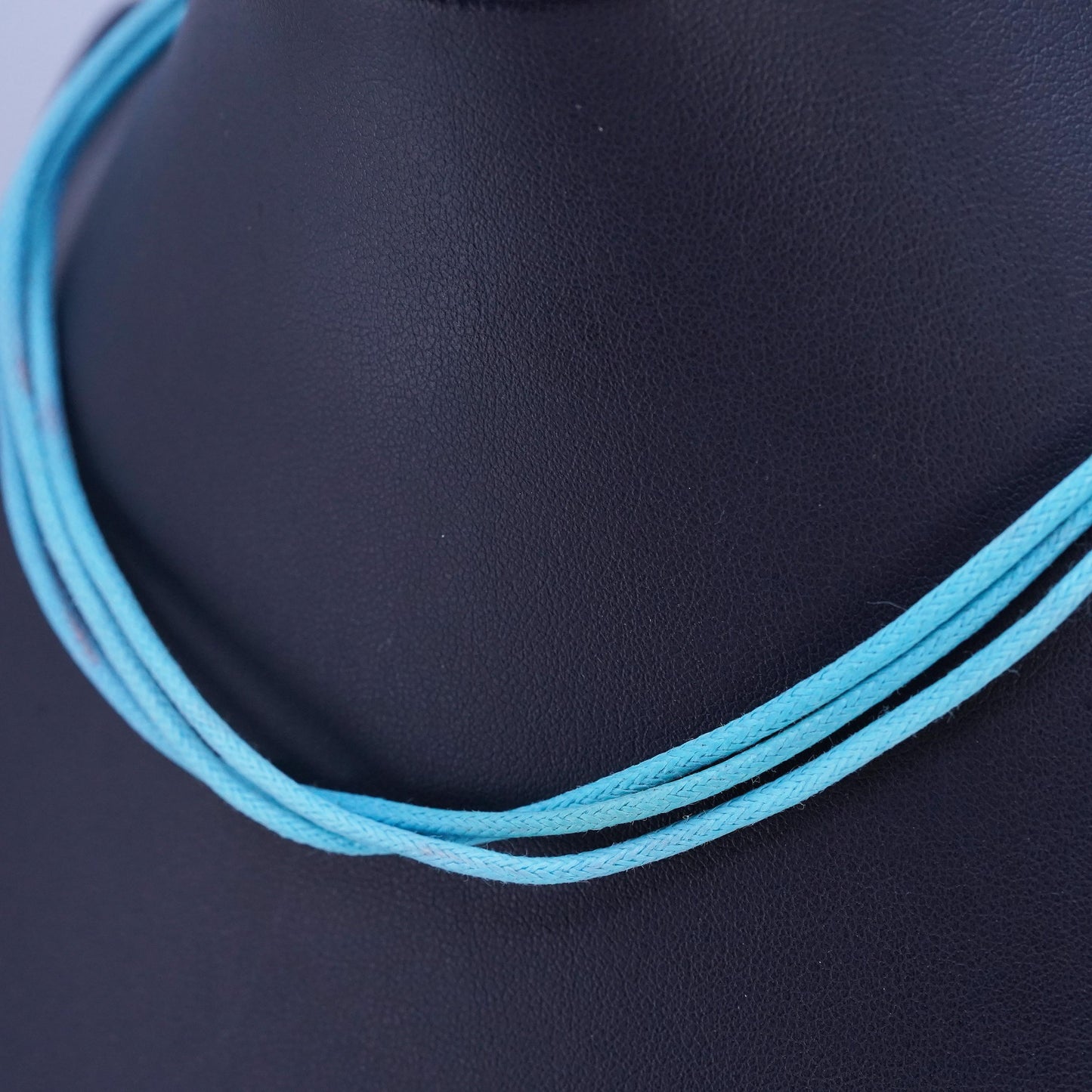 16+2", vintage Sterling 925 silver multi strands blue linen chain necklace