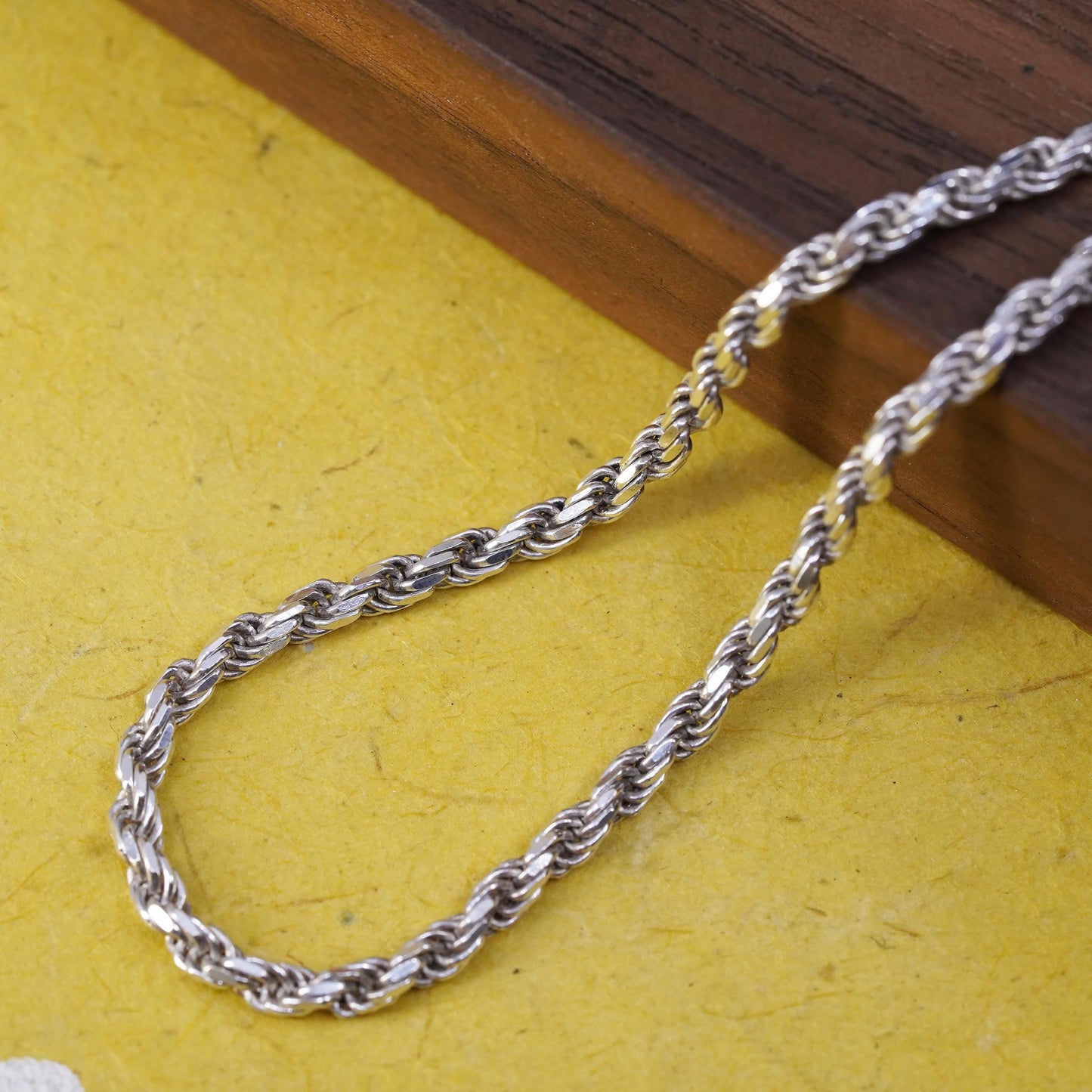 20”, 3mm, vintage Sterling silver necklace, Italy 925 rope chain