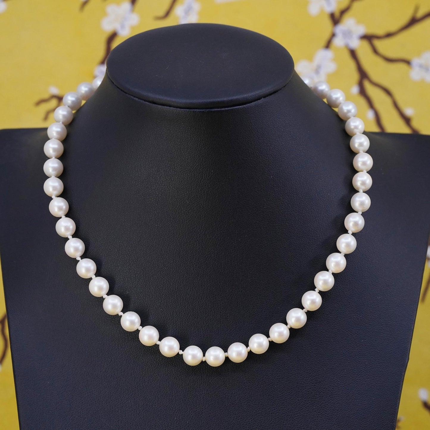 16", VTG Sterling silver necklace, 925 tag pendant 7mm freshwater pearl beads