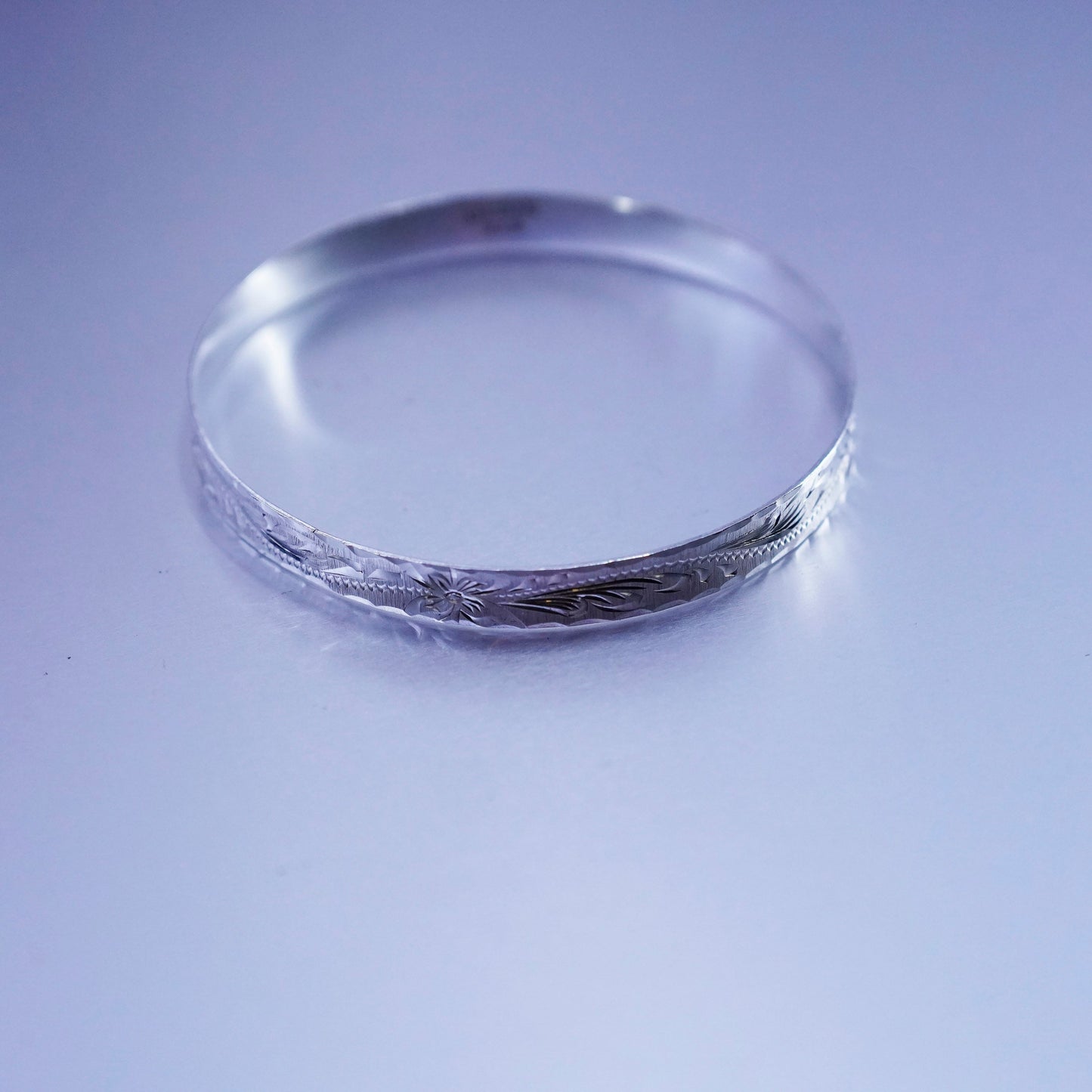 7.25”, Vintage sterling silver handmade 925 silver bracelet, textured bangle