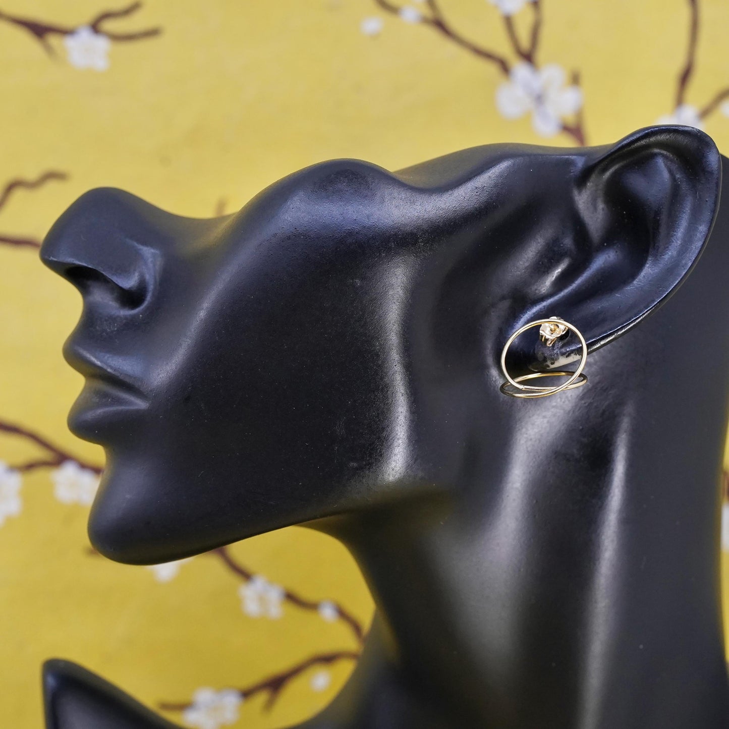 Vintage vermeil gold over Sterling silver entwined circle studs, 925 earrings