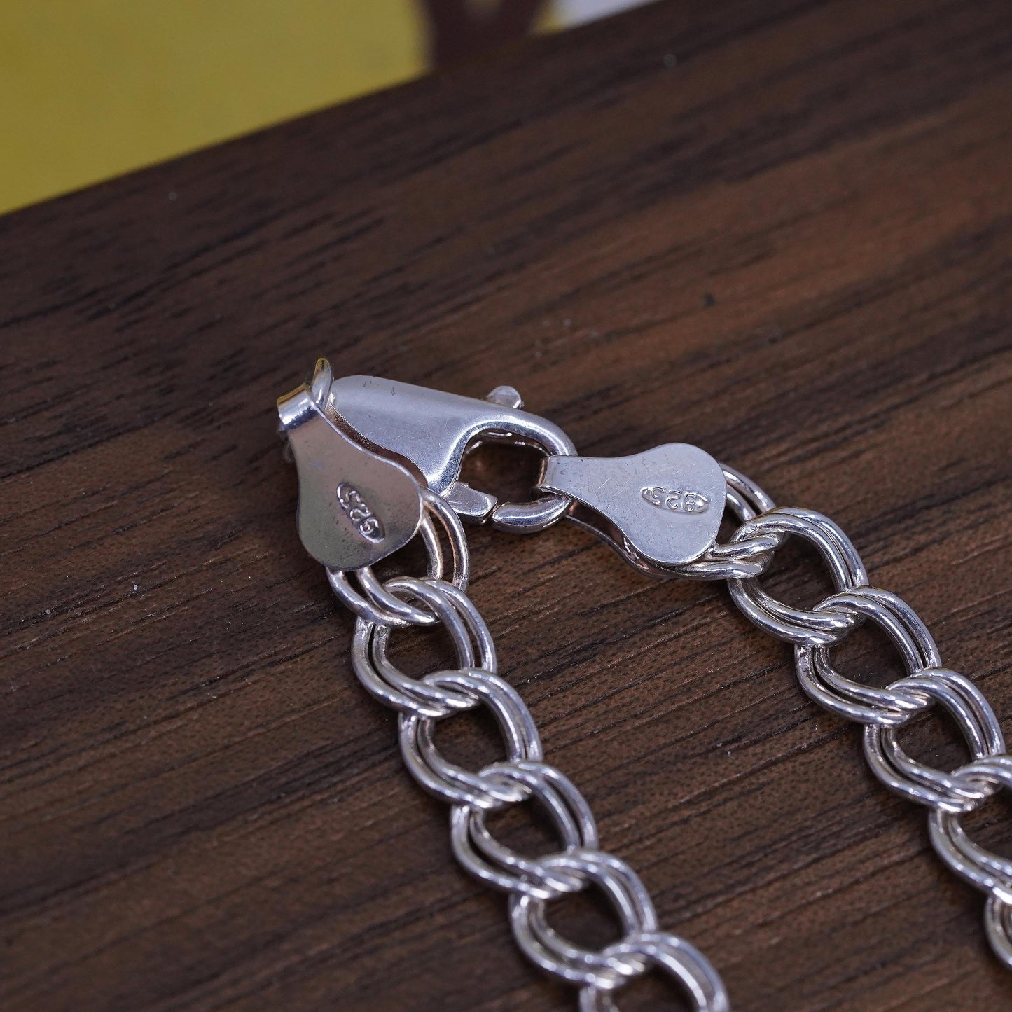7" Italian Sterling silver handmade double curb bracelet, 925 chain bracelet