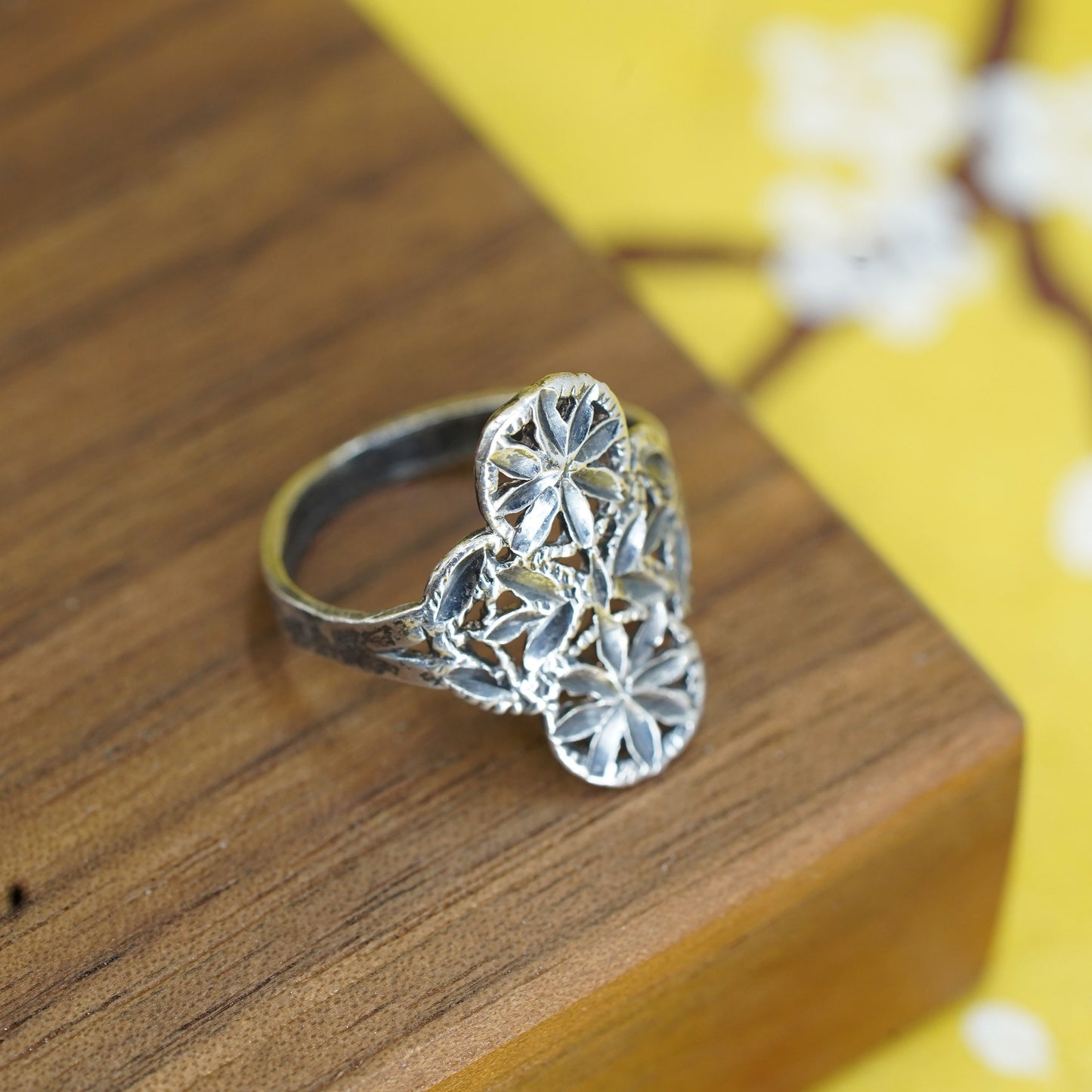 Size 5, Sterling silver handmade ring, southwestern style, 925 filigree band
