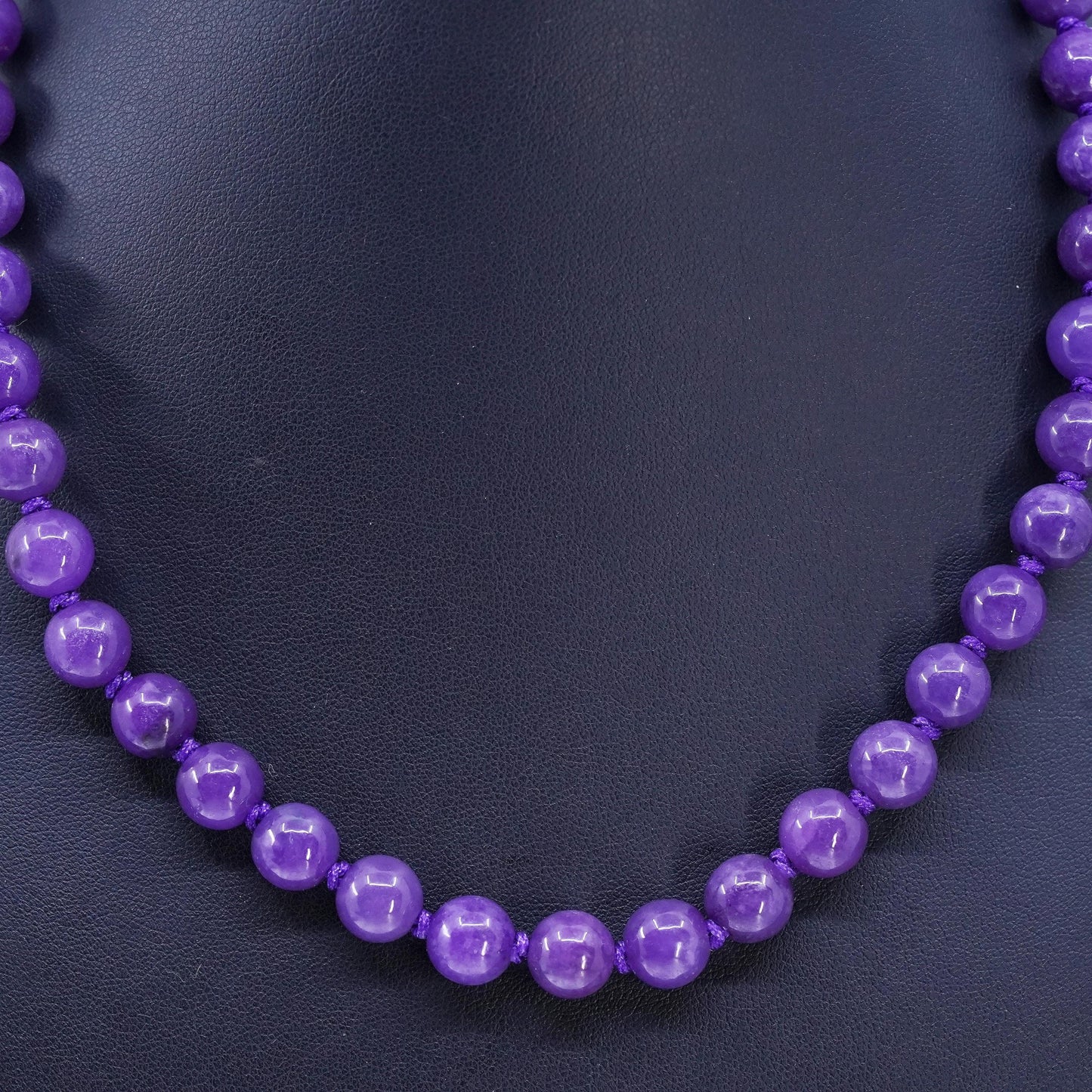 18", Vintage sterling 925 silver handmade necklace 9mm amethyst beads