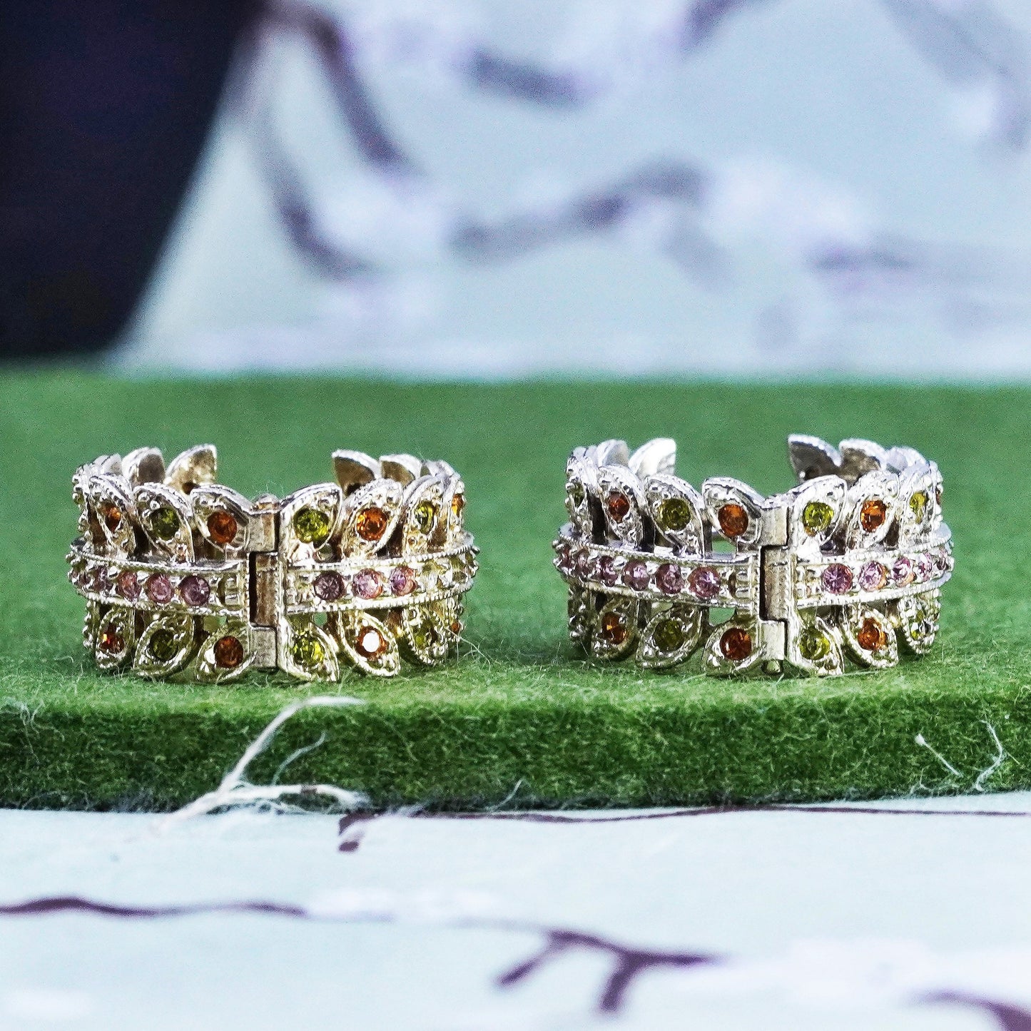 0.75”, vermeil gold sterling silver earrings, 925 hoops, huggie crystal