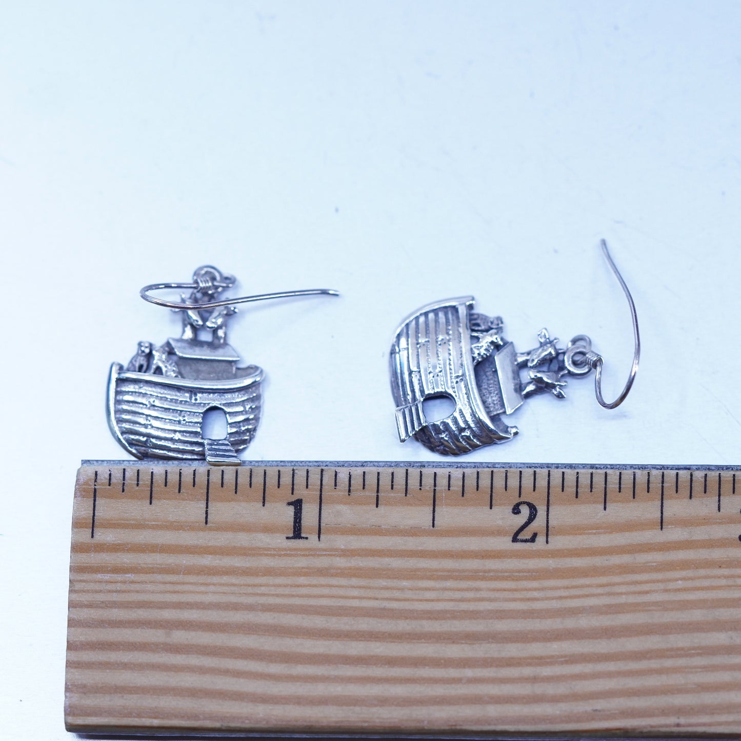 Vintage Sterling silver Handmade earrings, 925 Noah’s ark w/ Giraffe bear lion