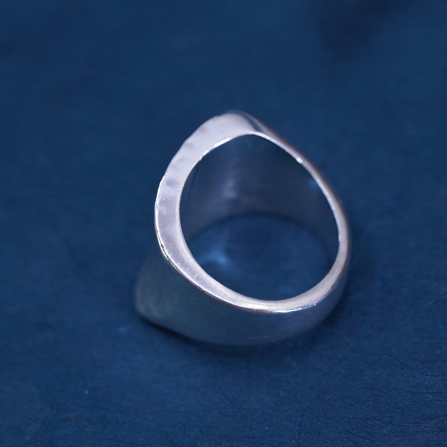 Size 6, mexico Sterling silver handmade ring, modern hammered 925 wide band
