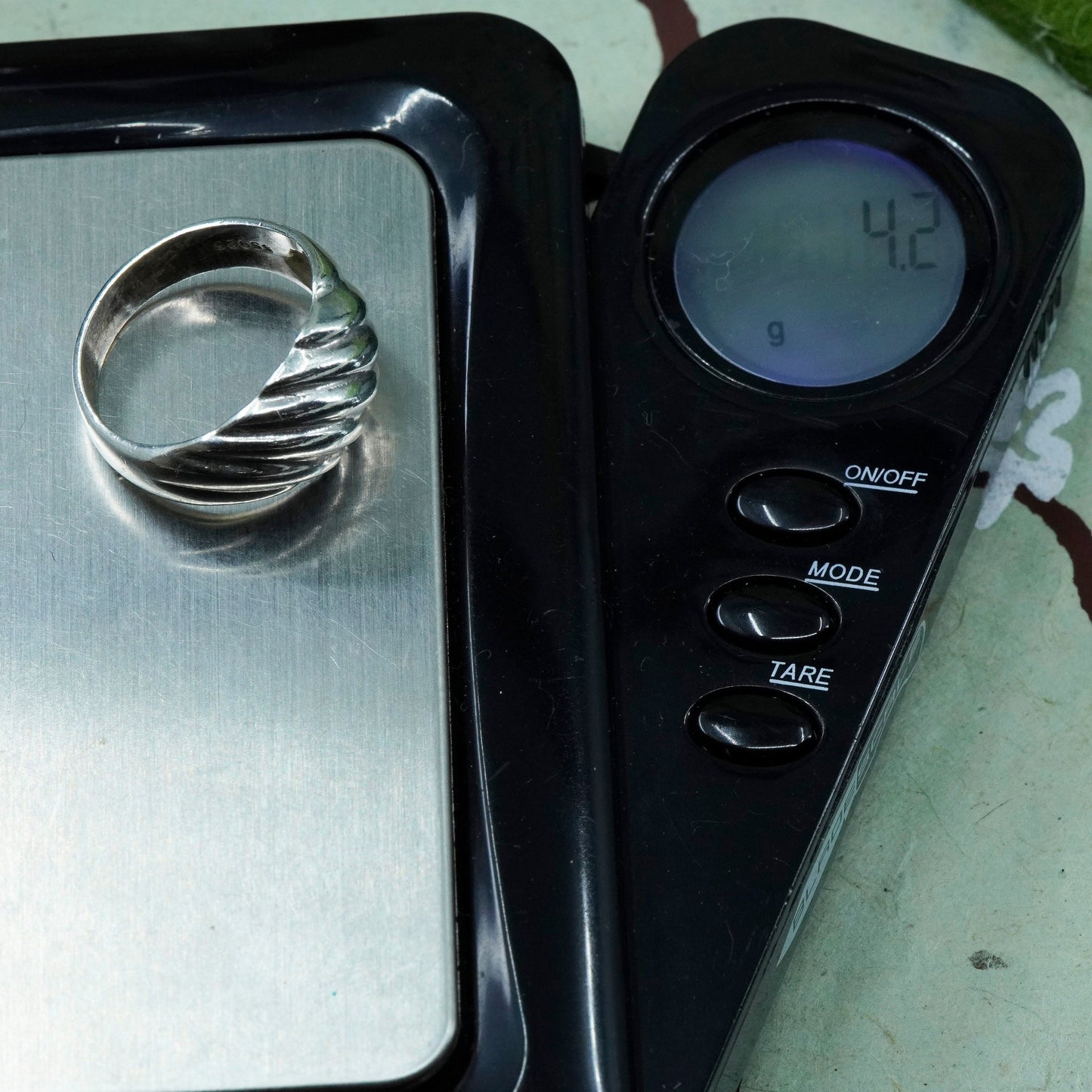 Size 6, vintage sterling silver handmade ribbed ring, Mexico 925 statement band