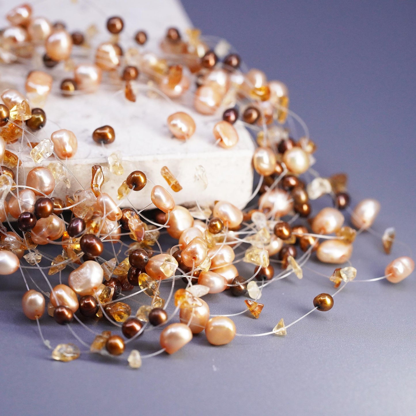 16+5", JBK Jackie Kennedy Sterling 925 silver necklace multi strands pearls