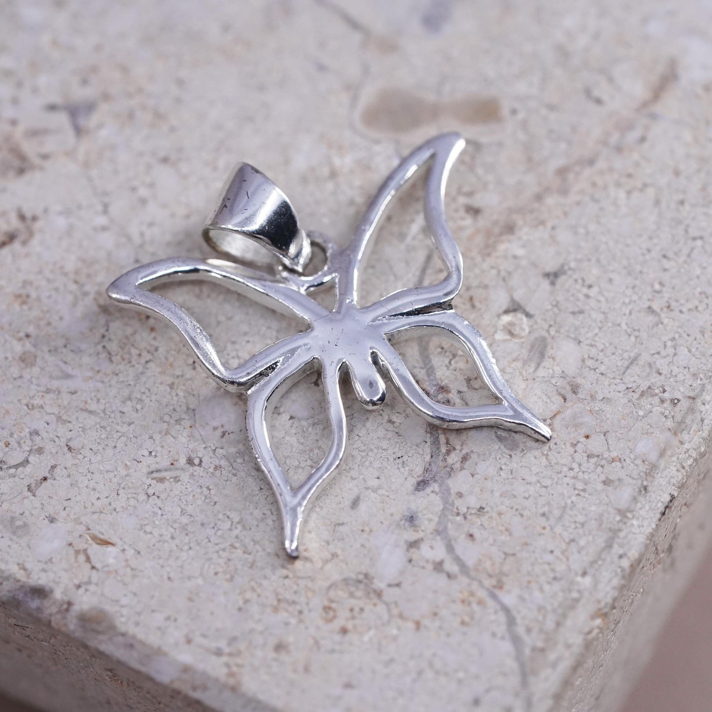 Sterling silver handmade pendant, solid 925 silver butterfly charm
