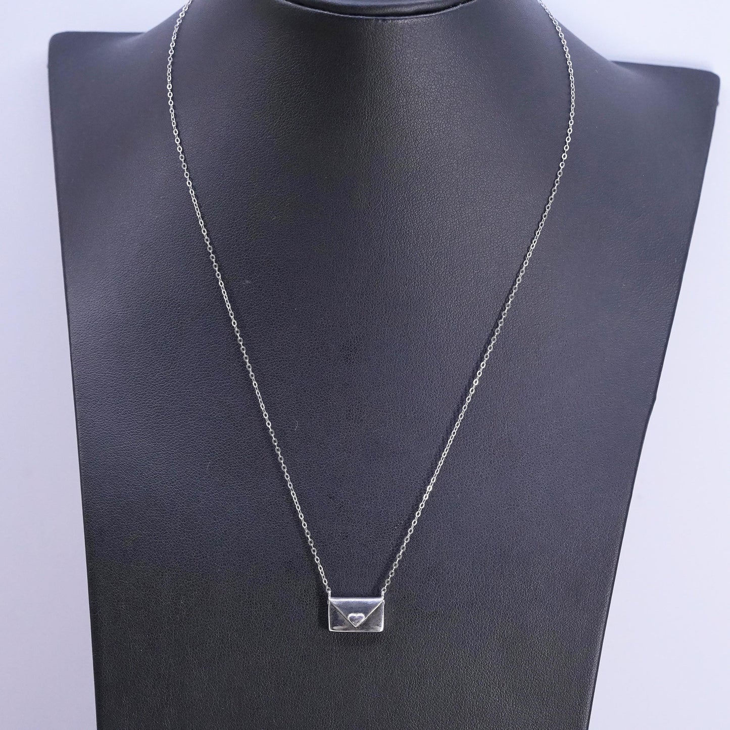 16+2”, Sterling silver necklace, 925 circle chain love letter locket pendant