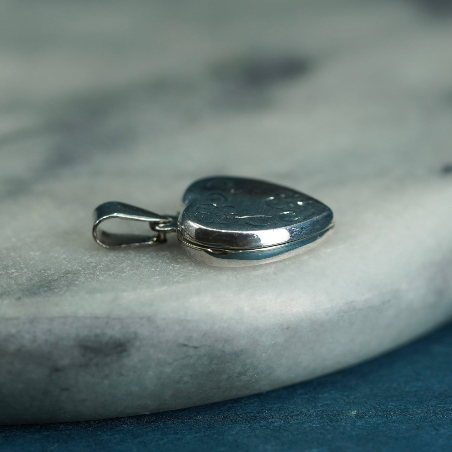 Vintage Sterling silver handmade pendant, 925 heart photo locket