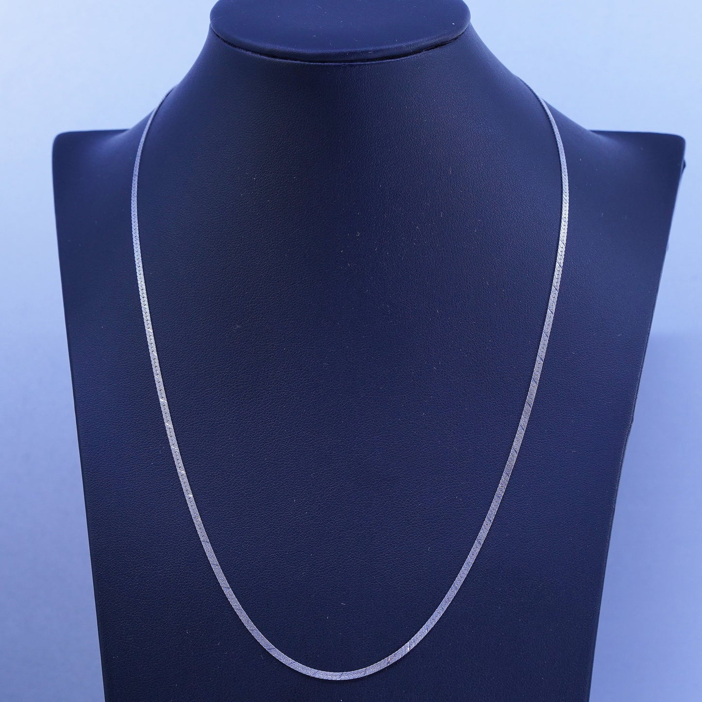 20” 2mm, vintage Italy Sterling 925 silver textured herringbone chain necklace