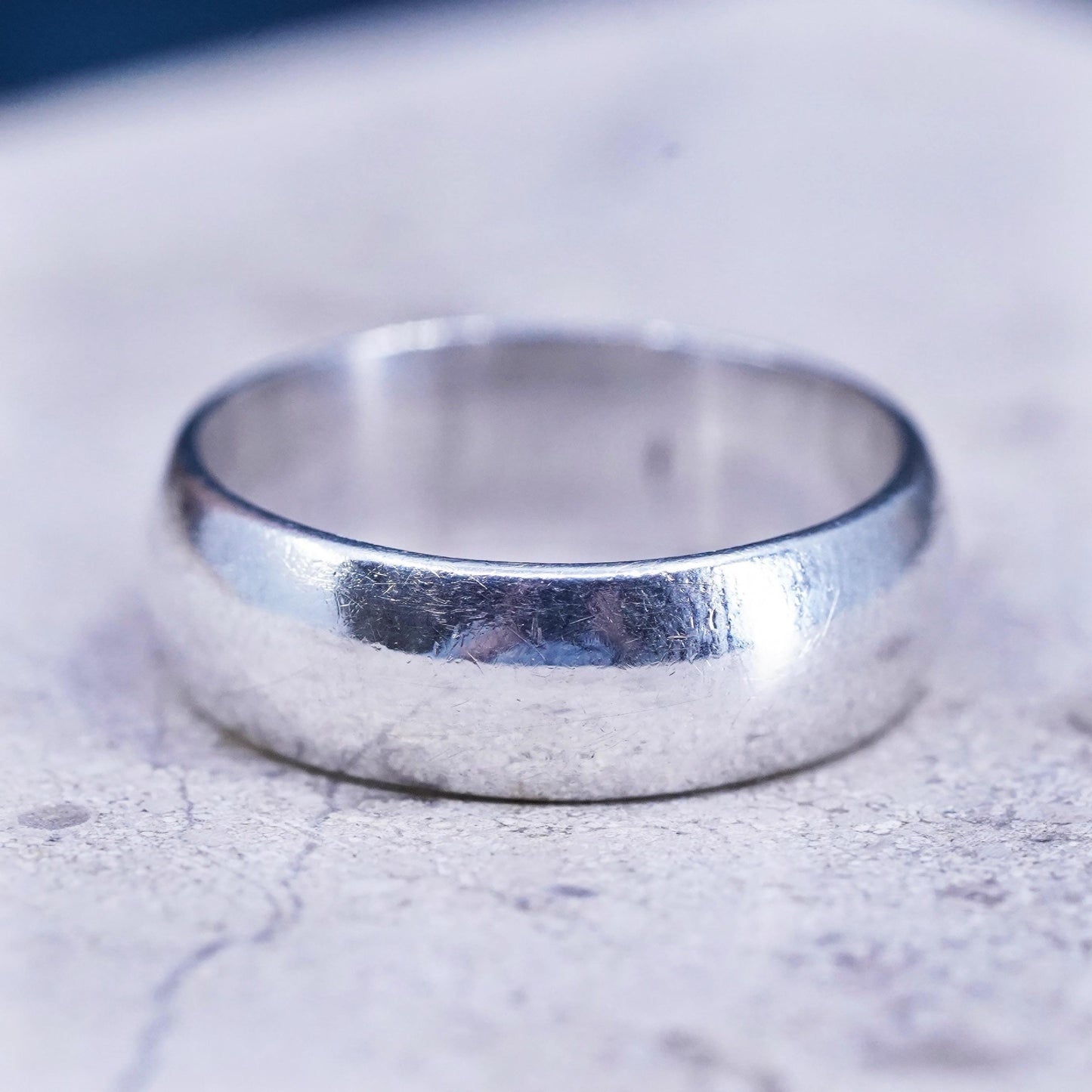 Size 7, vintage Sterling silver handmade ring, 925 wedding band