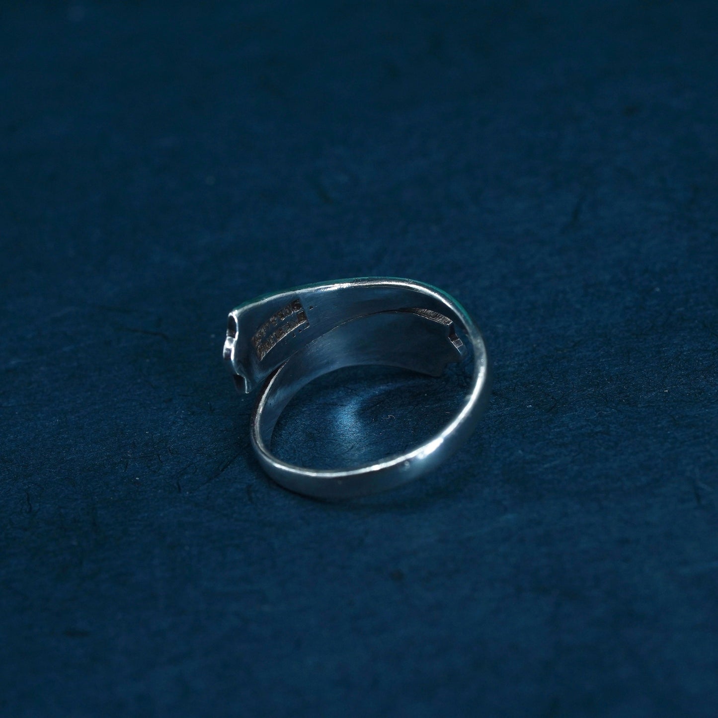 Size 4.5, vtg Mexican Sterling silver handmade ring, 925 stackable enamel band