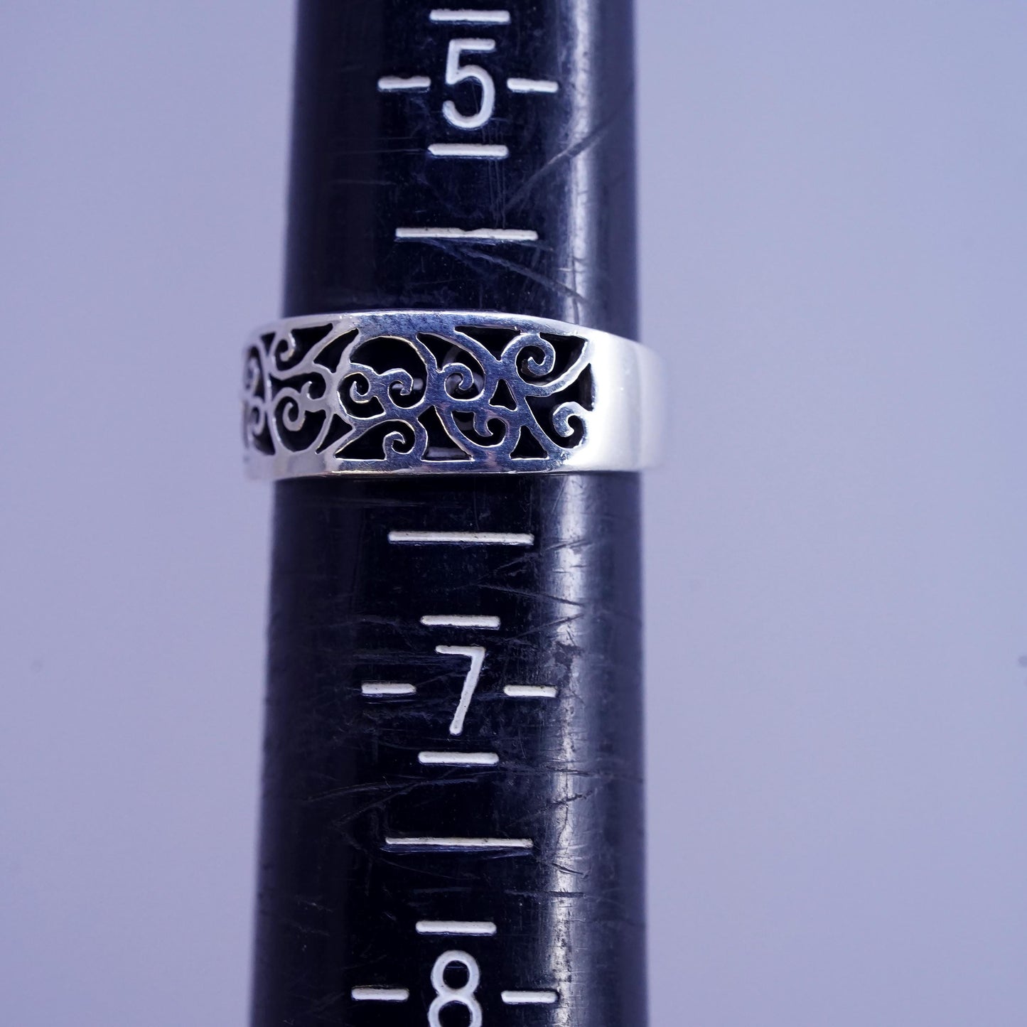 Size 6, vintage Sterling silver handmade ring, 925 Filigree swirl band