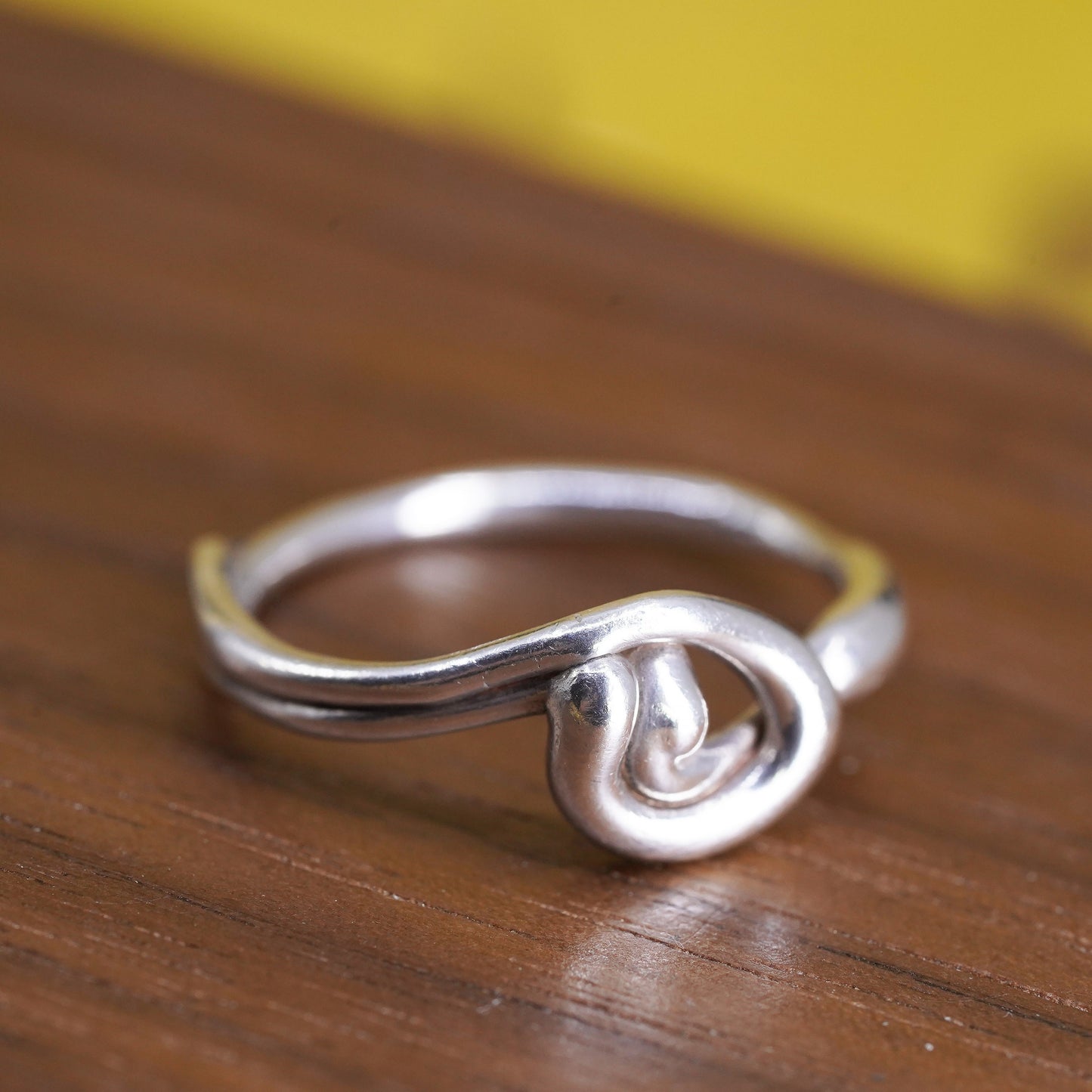 Size 5.25, vintage Sterling silver handmade ring, 925 brutalism band, open end