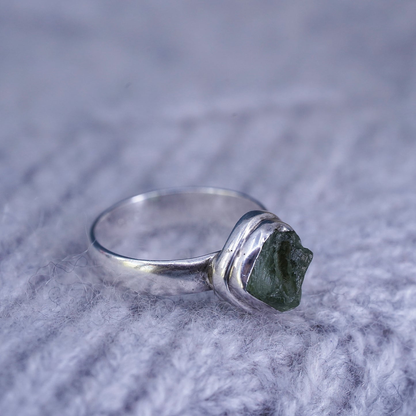 Size 5.25, vintage sterling 925 silver handmade ring with jade