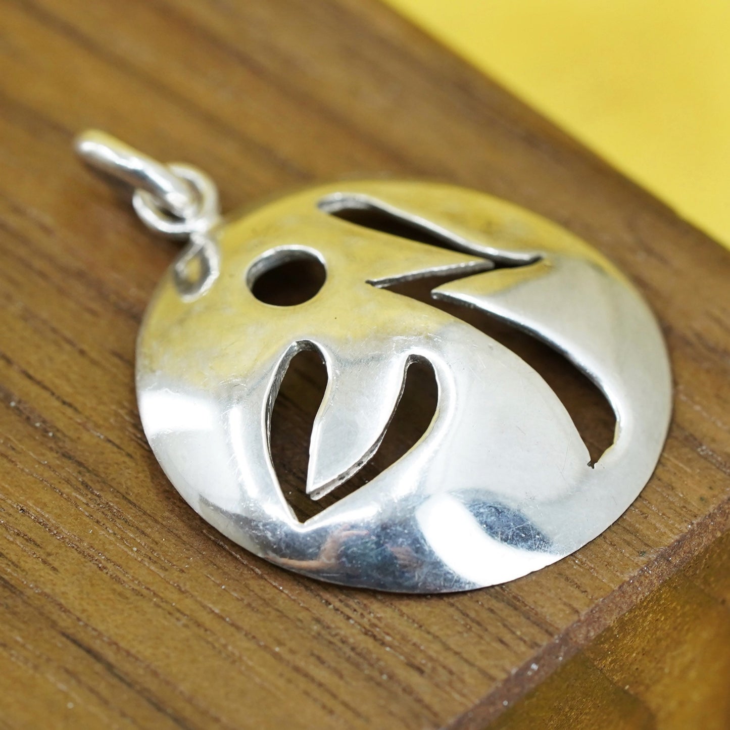 Vintage Sterling silver handmade pendant, 925 angel tag charm