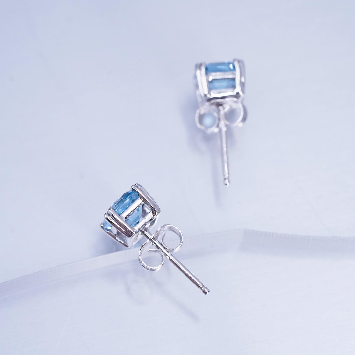 Vintage Sterling 925 silver earrings, studs with square topaz inlay