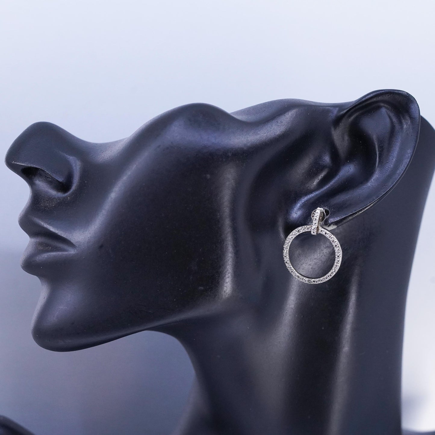 Vinatge vermeil gold over Sterling silver earrings, 925 hoops with diamond