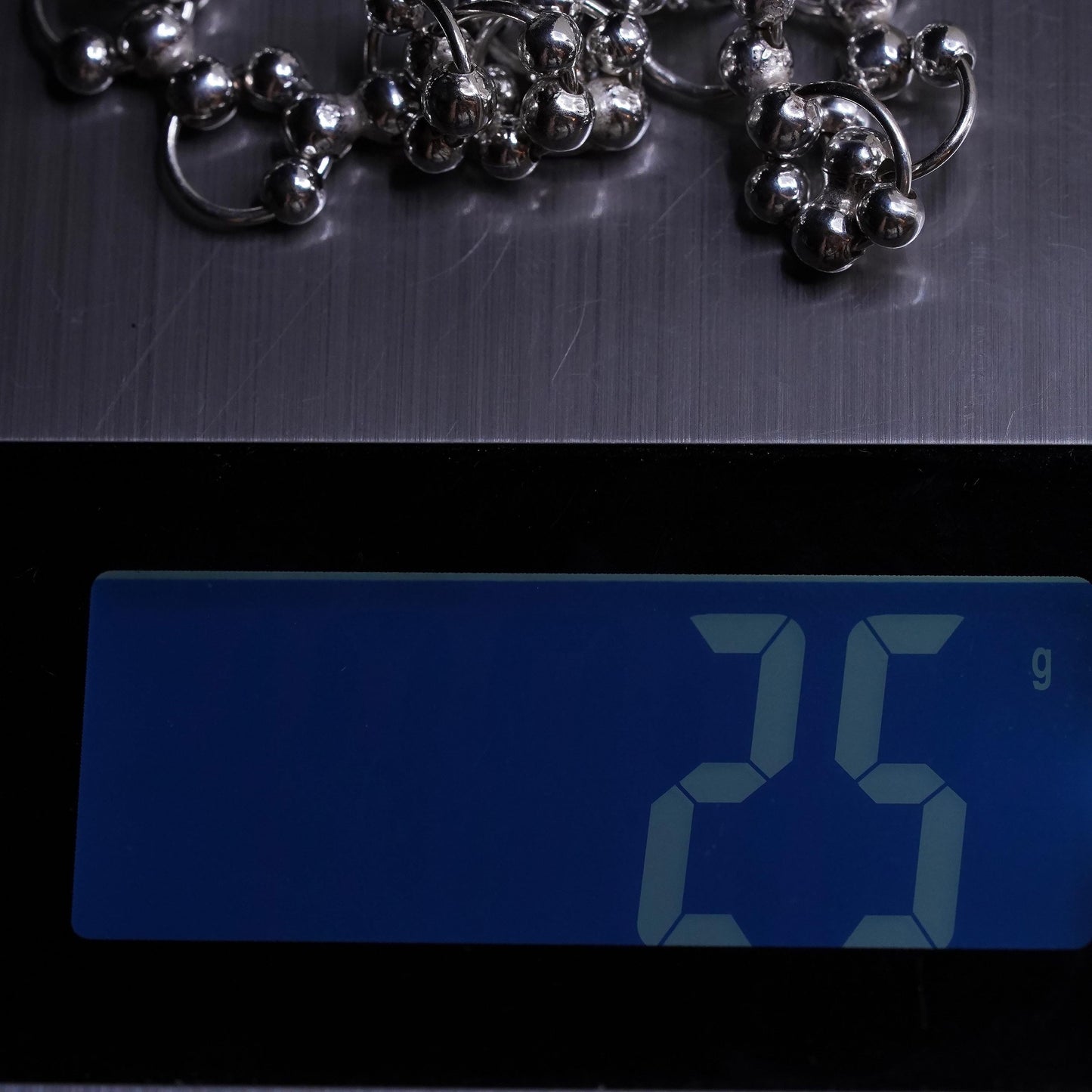 16", vintage sterling silver handmade necklace 10mm 925 circle chain with beads