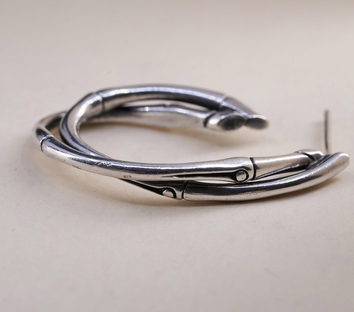 1.5", John Hardy 925 Sterling Silver Single Bamboo entwinted Earring
