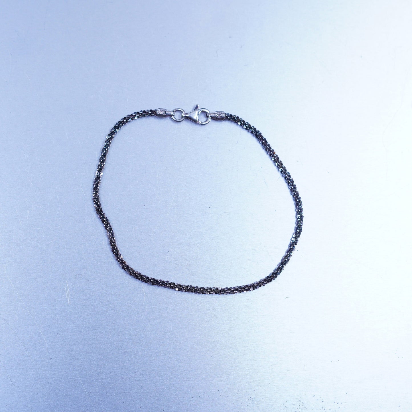 7”, 2mm, Vintage Italy Sterling 925 silver handmade bracelet, twisted chain