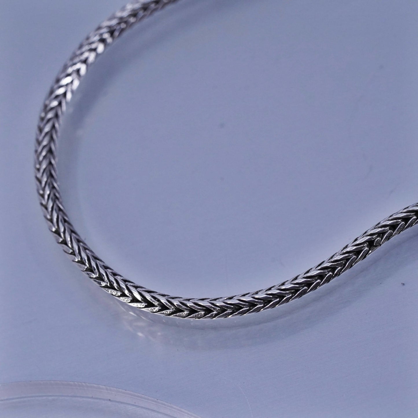 18+1” 2mm, vintage Sterling 925 silver textured wheat chain necklace