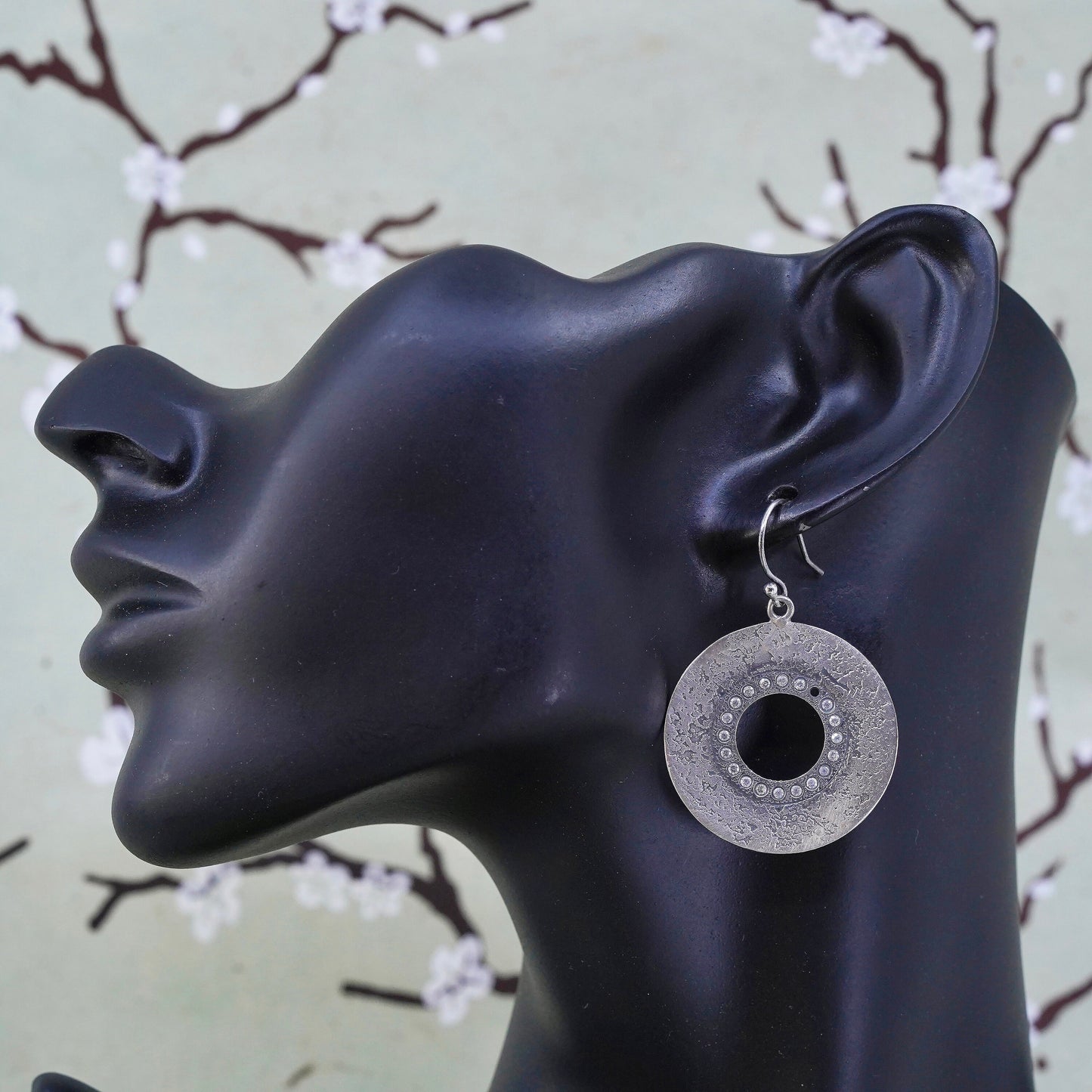 Vintage Silpada W1871 Oxidized Sterling Silver Earrings CZ Circle Cubic Round
