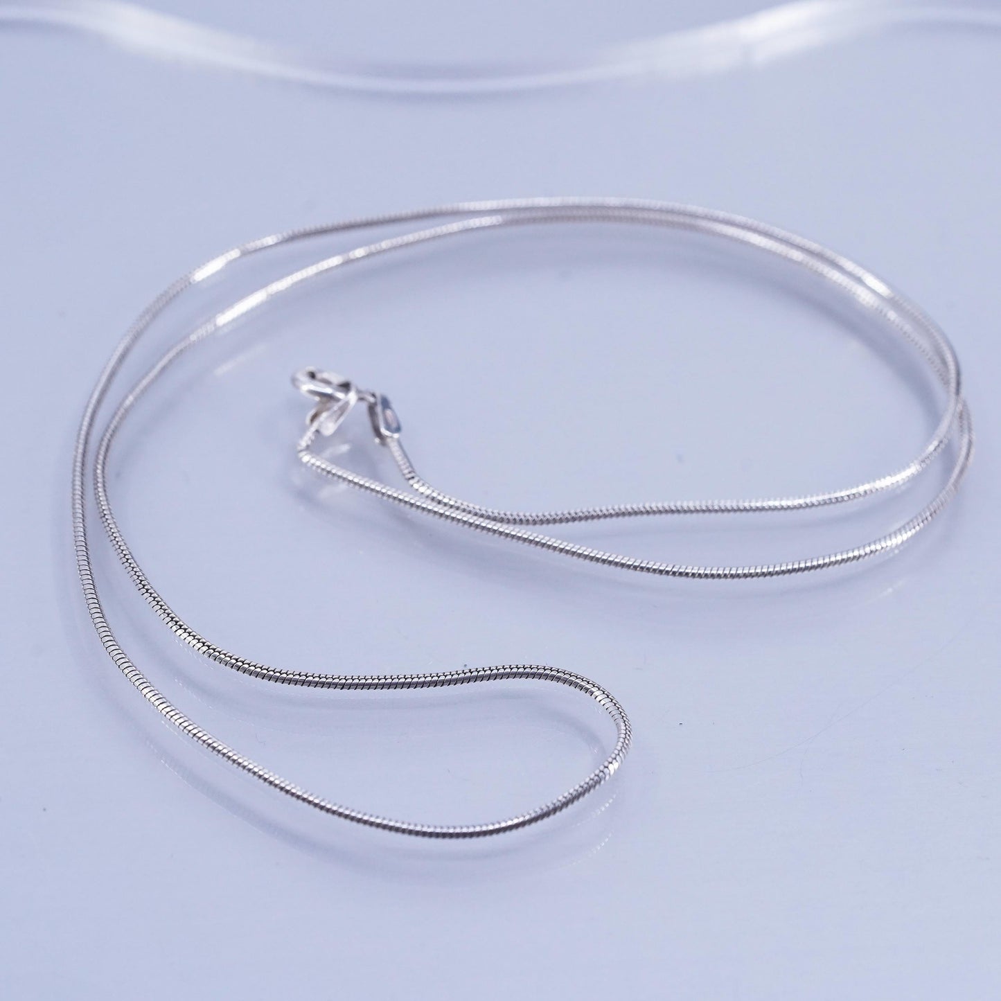 20” 1mm, vintage Italy Sterling 925 silver snake chain necklace